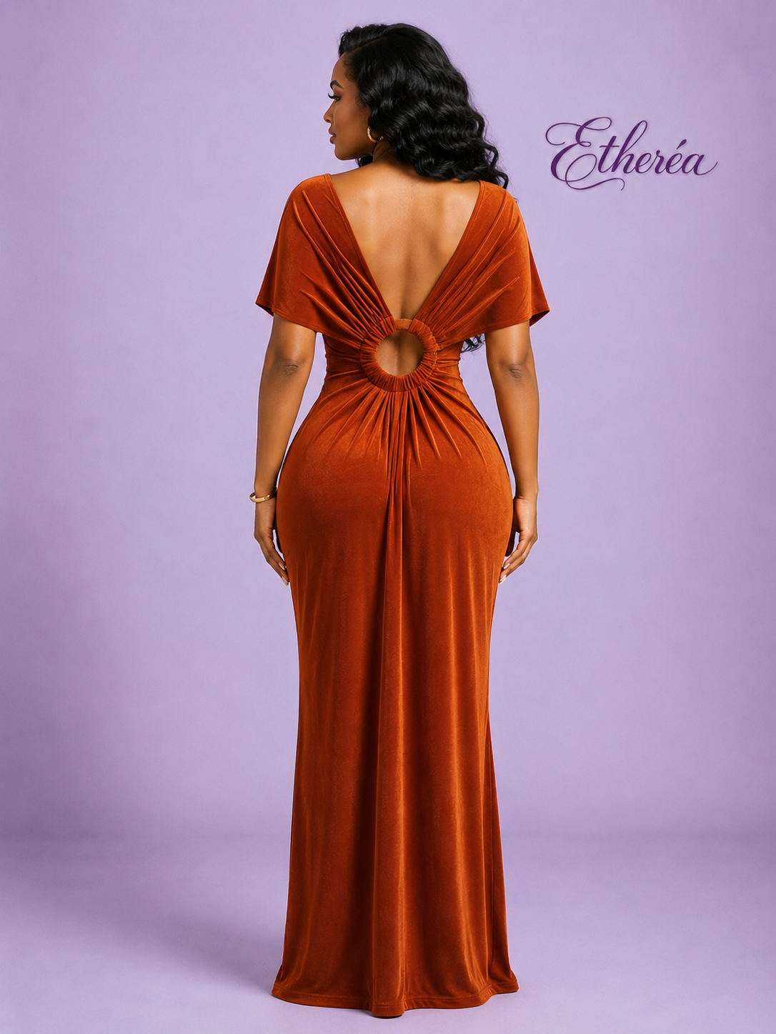 Coffee Aura Velvet Maxi Dress
