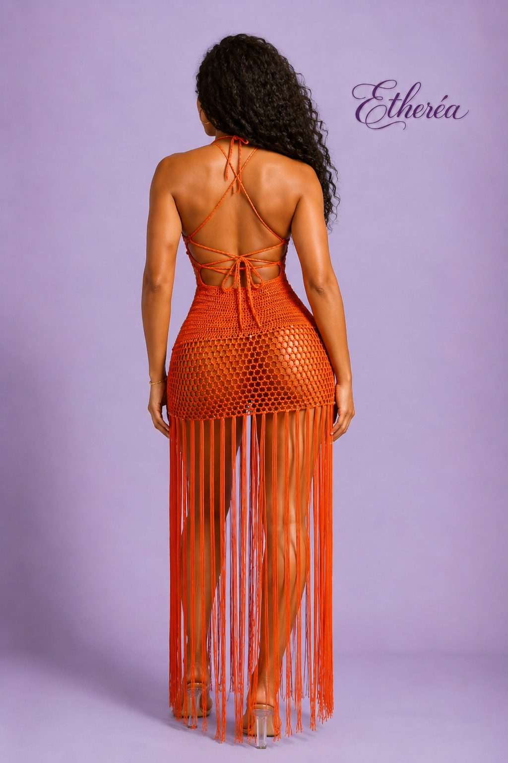 Tangerine Sol Crochet Cover Up