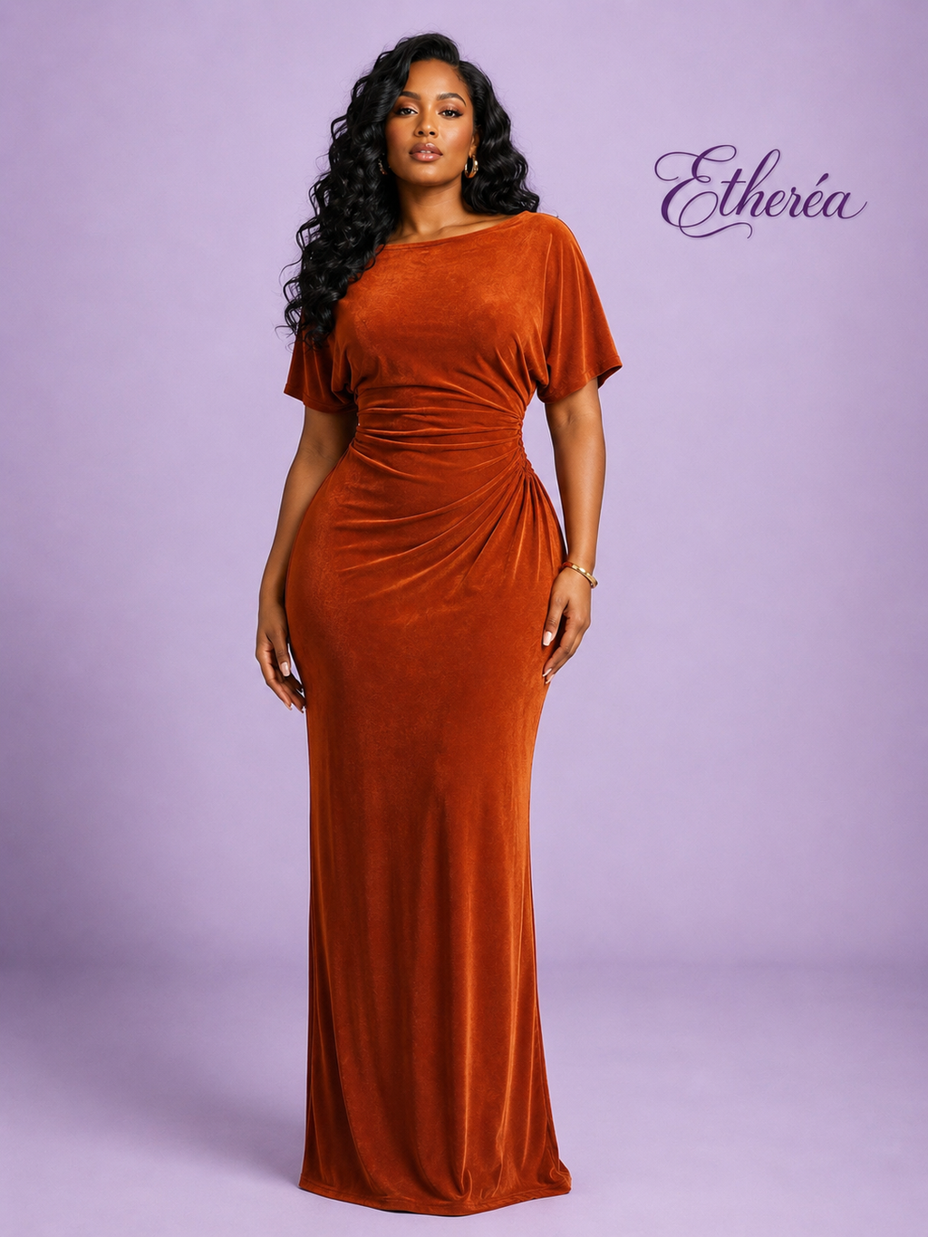 Coffee Aura Velvet Maxi Dress