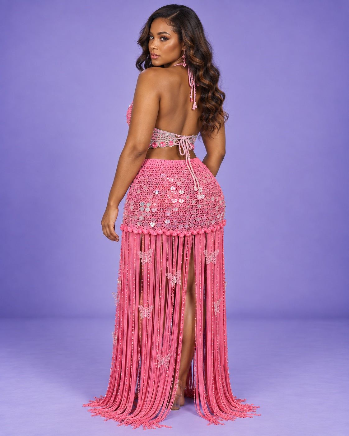 Rosé Mirage Crochet Set back view